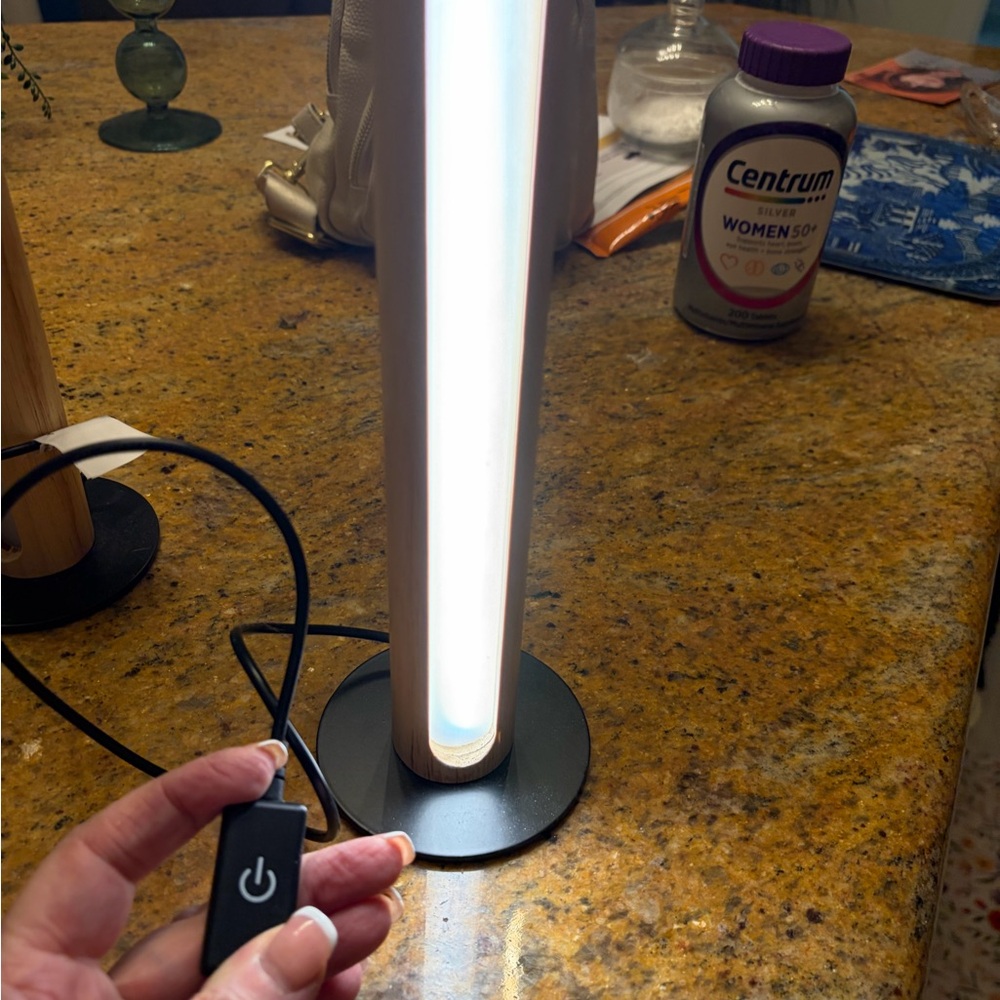 Pair of Modern LED Tube Lamps in Warm White on Black Bases - Picture 3 of 5